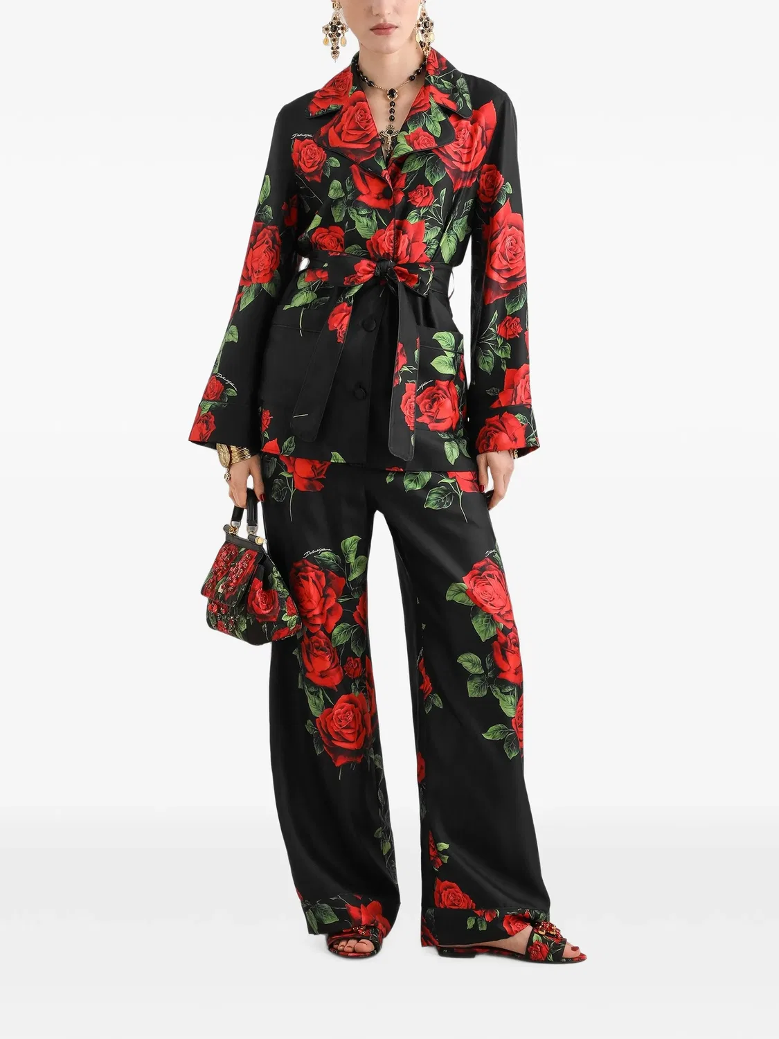 Твиловая рубашка с цветочным принтом Dolce & Gabbana, черный — фото 2