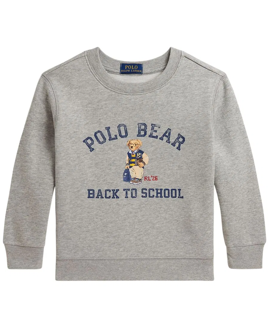 Детский свитшот с флисом и длинным рукавом, модель Polo Bear Polo Ralph Lauren, Andover Heather