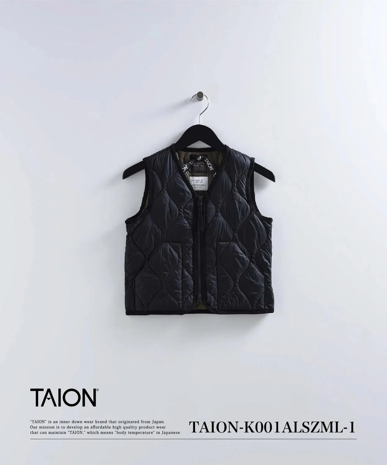 Детский стеганый жилет с V-образным вырезом и кнопками TAION, Black