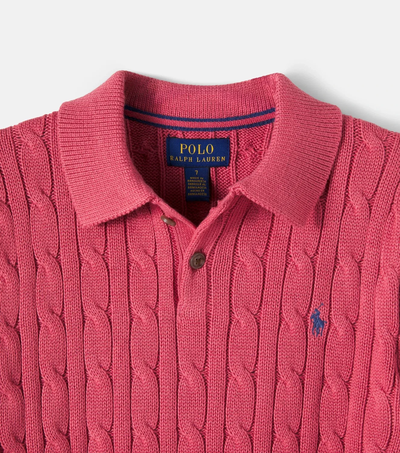 Детское вязаное поло с воротником поло Polo Ralph Lauren Kids, розовый — фото 4