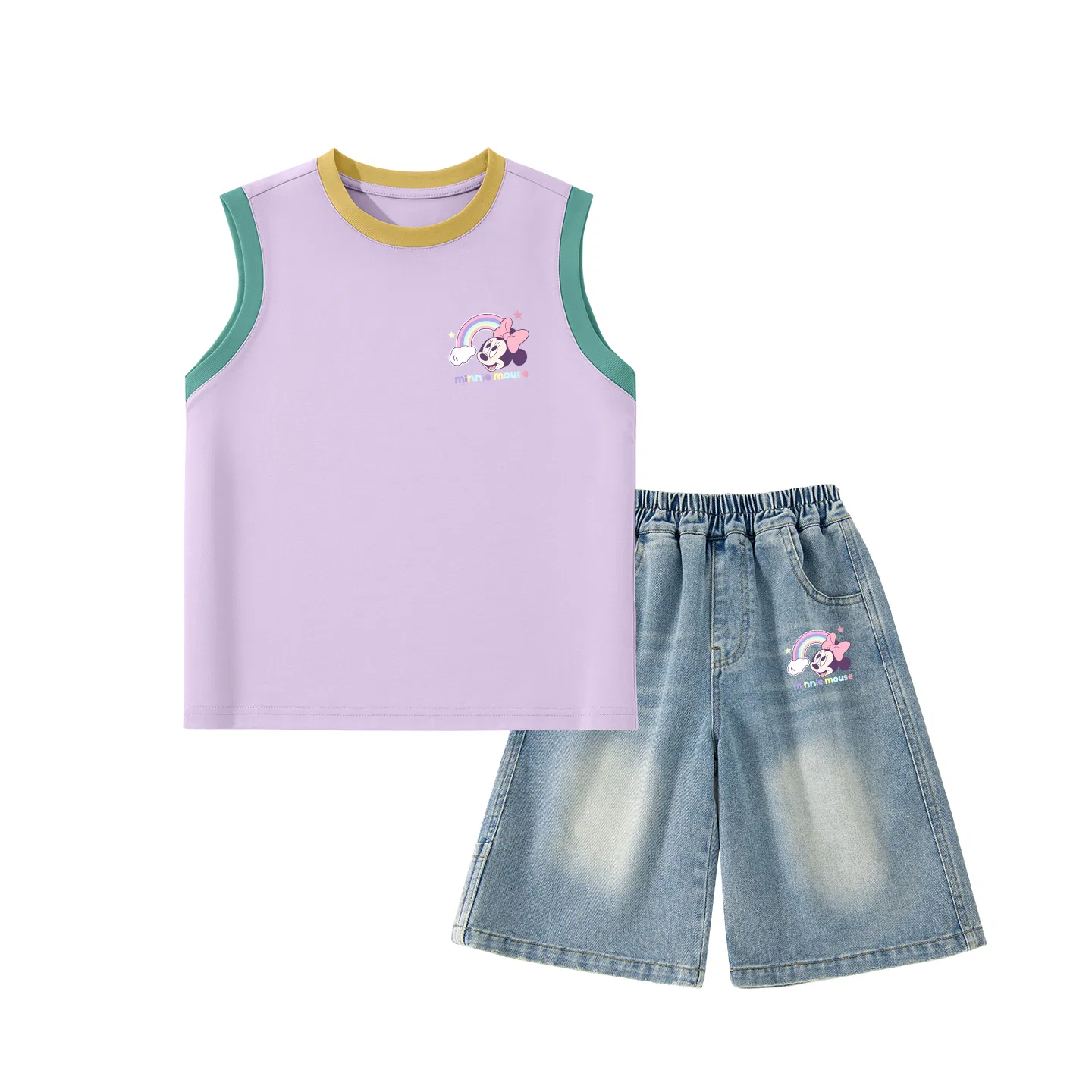 Детский спортивный костюм с круглым вырезом, Disney, Yellow Purple, Denim Blue