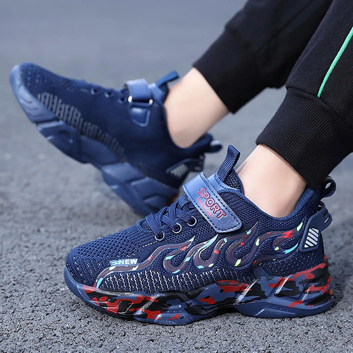Детские кроссовки для девочек с сетчатым верхом Athletic Tennis Shoes, Dark Blue — фото 3