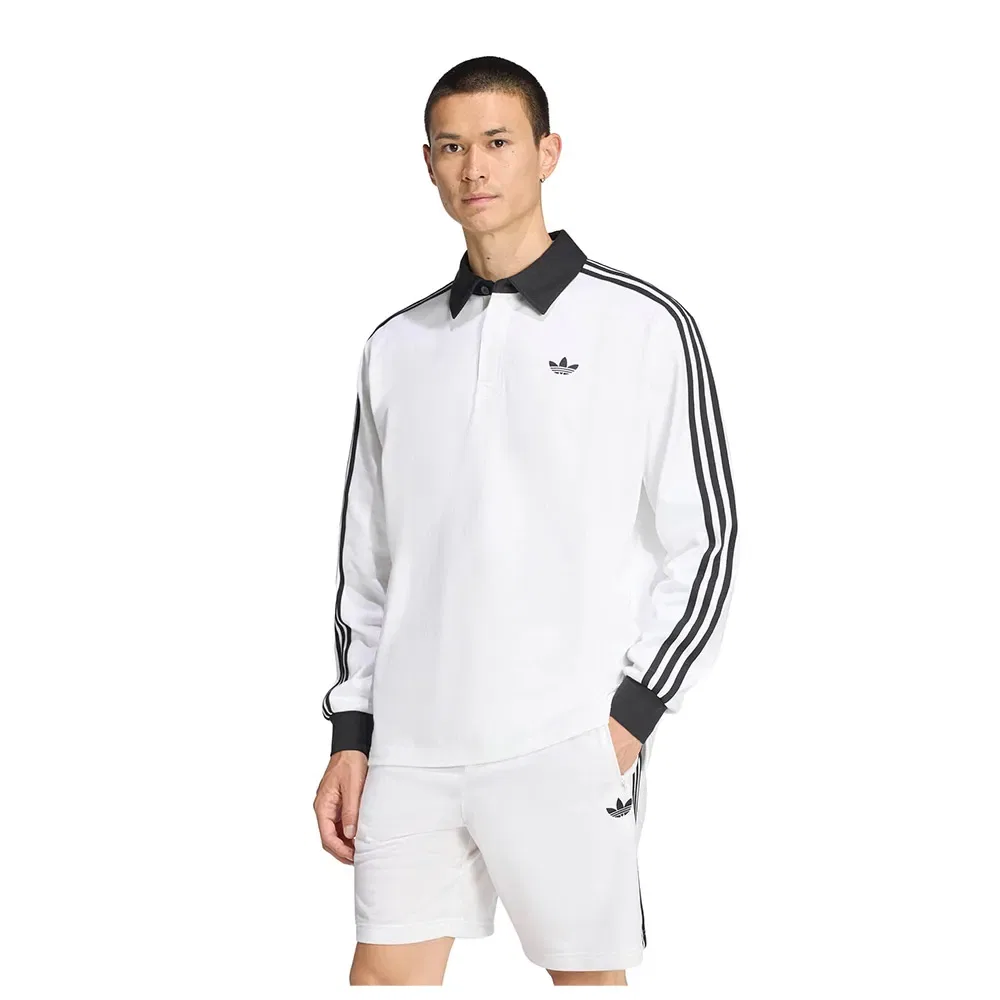 Поло с длинным рукавом 3 Stripes Rugby Adidas Originals, белый