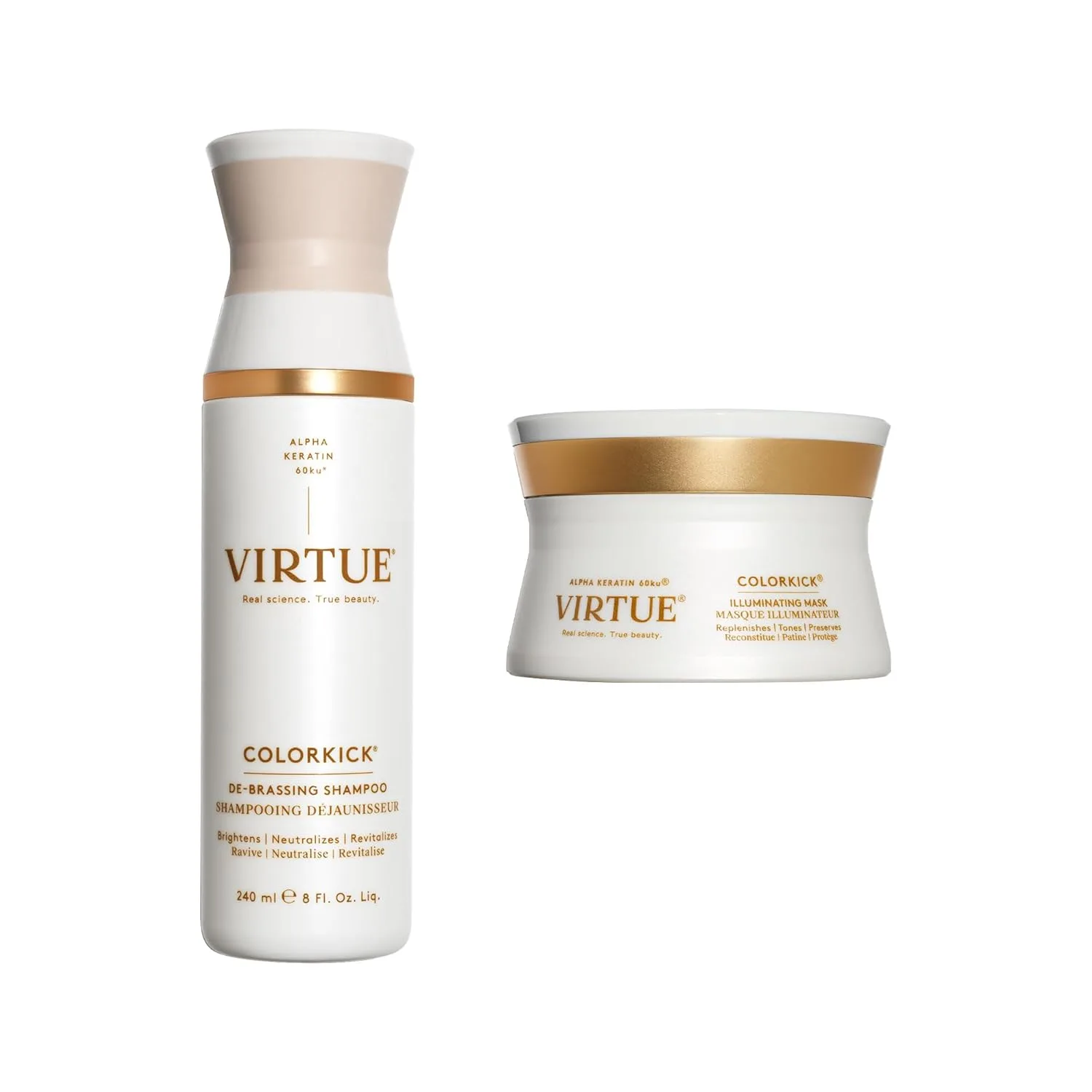 Набор VIRTUE ColorKick Extended Vibrancy Bundle с шампунем и маской для волос, натуральный тонер для удаления жгучей краски, осветляет и восстанавливает все окрашенные волосы., silver