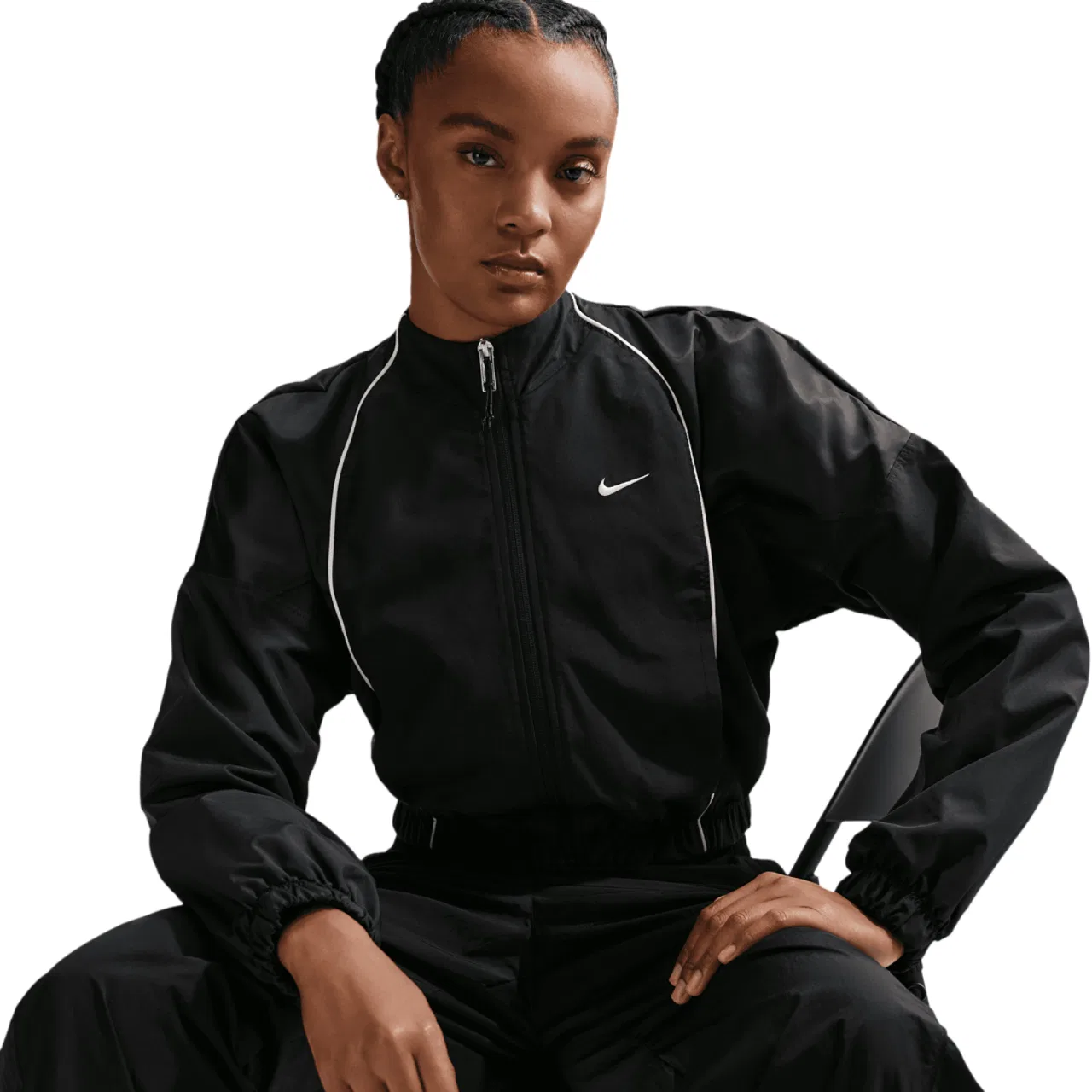 Женская куртка Shrunken Track Jacket Mod Nike, цвет Black/Sail — фото 3