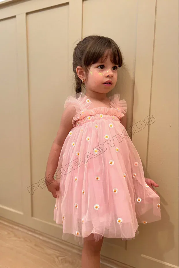 Детское платье для девочек с цветочным принтом Elisa Penu Baby Kids, Pink — фото 3
