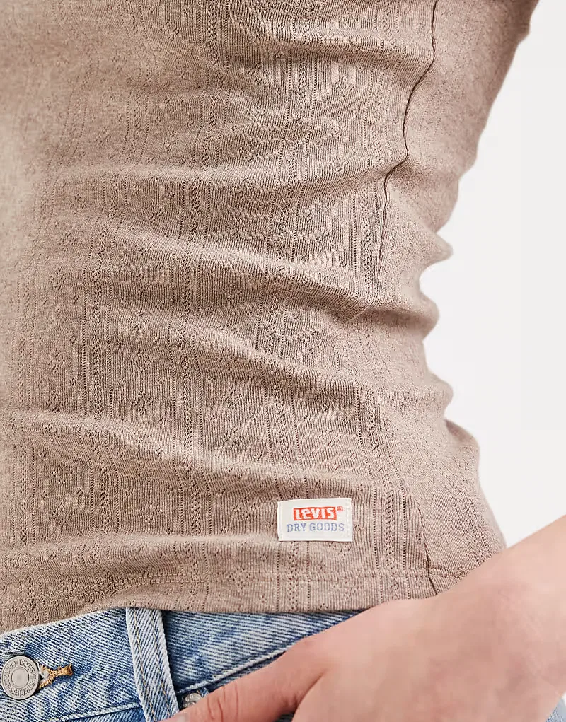 Топ-майка с ажурной отделкой от Levi's Dry Goods, Taupe — фото 3