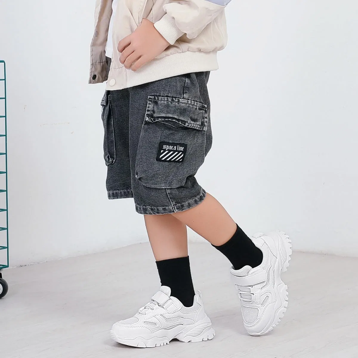 Детские кроссовки из кожи с принтом DSWED, Knitted Leather-White — фото 3