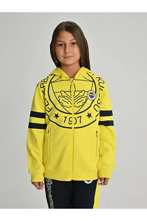 Детское худи для девочек с принтом Child Tribun Single Colour Logo Sweat Fenerium, Yellow