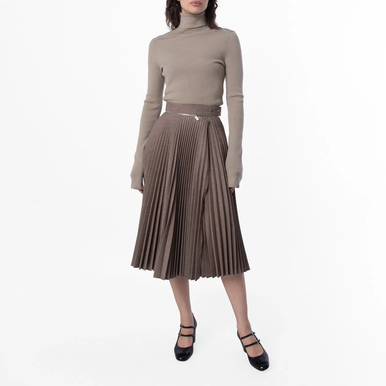 Юбка миди плиссированная из шерсти Pleated Wool Midi Skirt Burberry, Linden Melange — фото 4