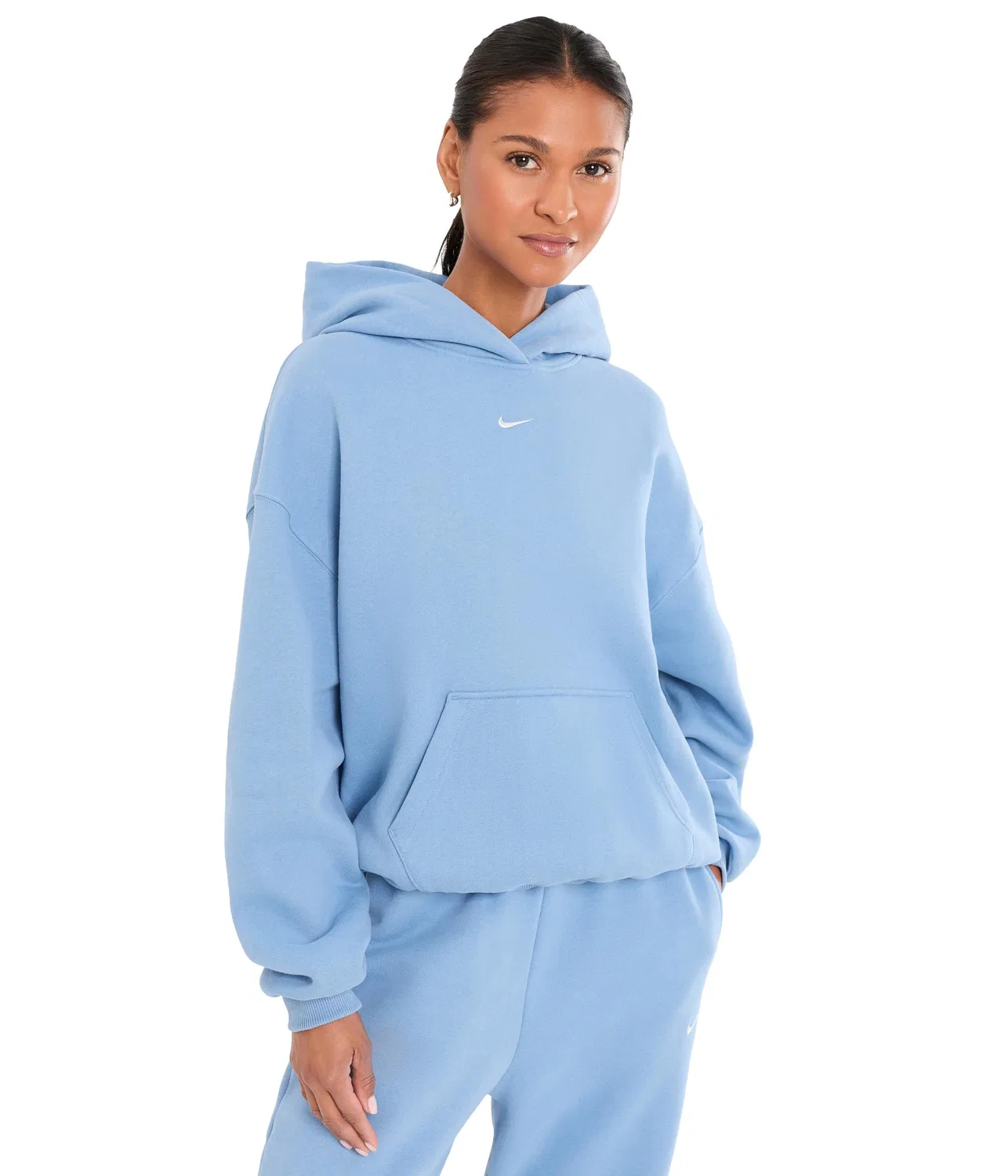 Толстовка с капюшоном Studio Fleece средней плотности, свободного кроя. Nike, Work Blue/Sail