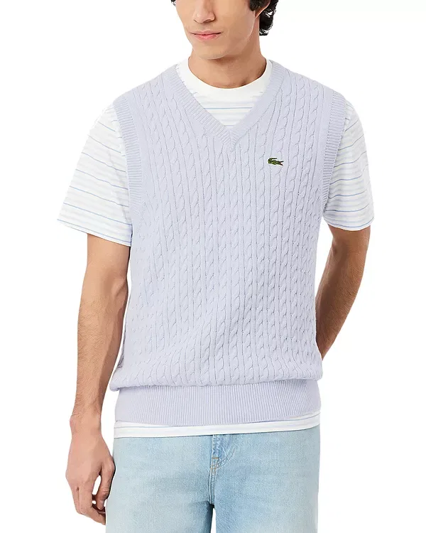 Мужской пуловер с V-образным вырезом Cable Knit Lacoste, Phoenix