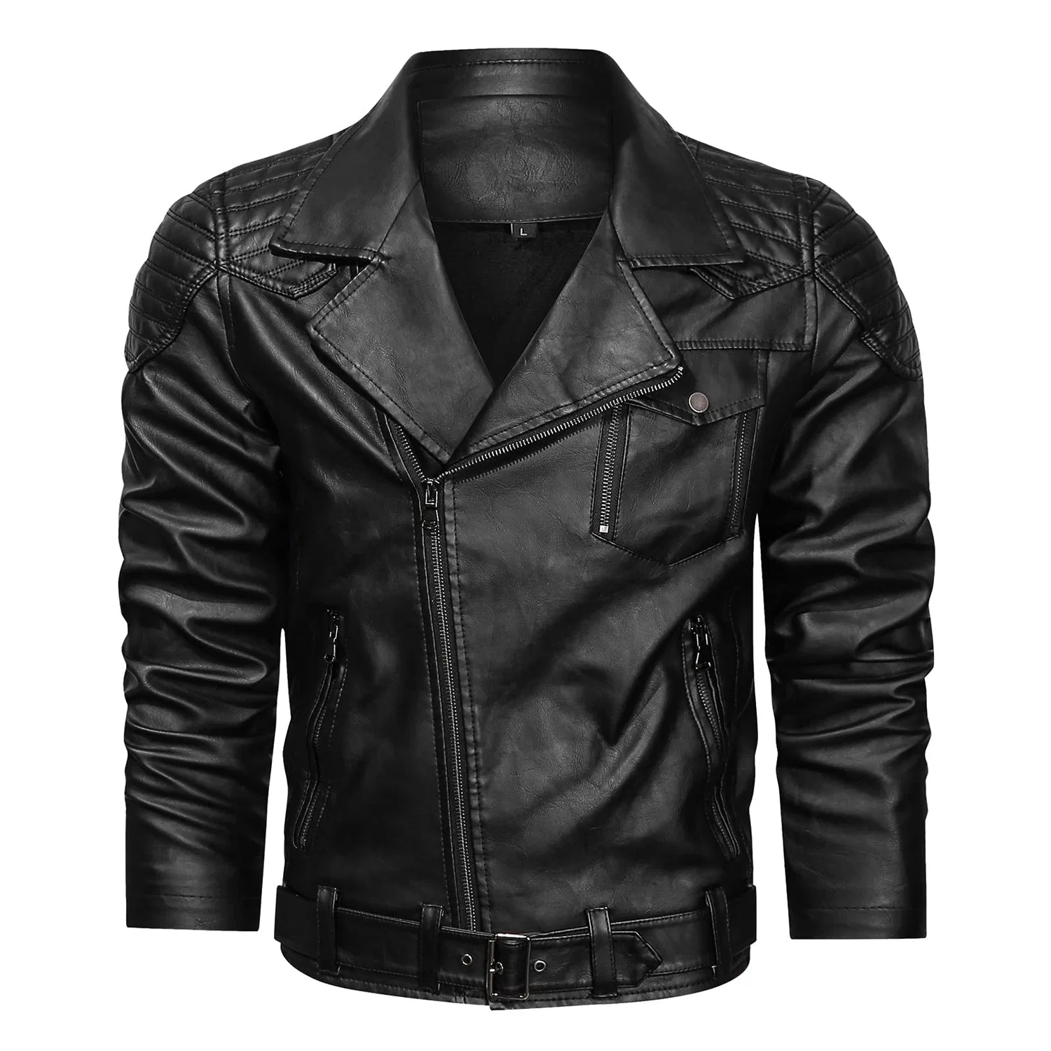 Мужская куртка из замши с длинным рукавом, Zzo5-Black — фото 3