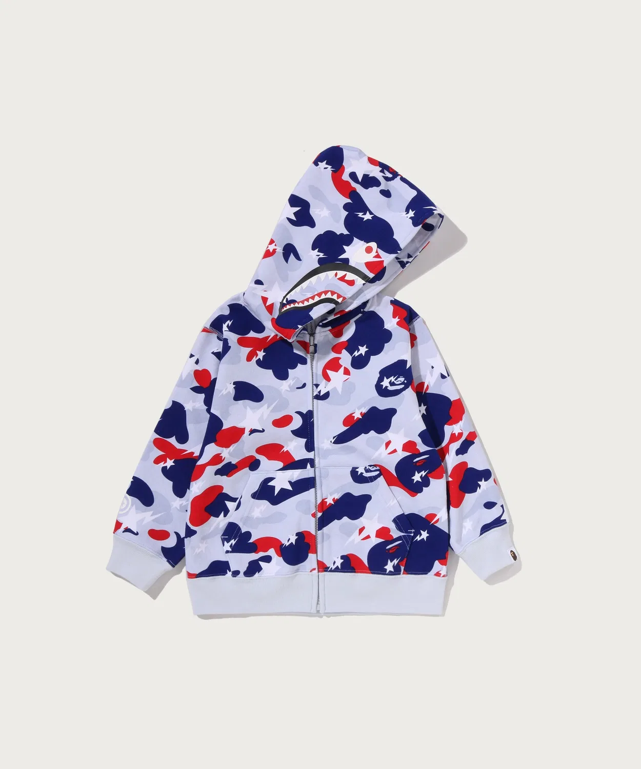 Детский худи на молнии с принтом STA STRIKE CAMO SHARK ZIP HOODIE A BATHING APE, White