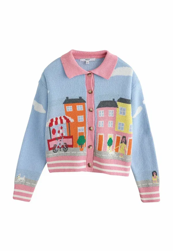Кардиган из хлопка Cardigan Next Pink Blue Multi, синий/розовый/мультиколор