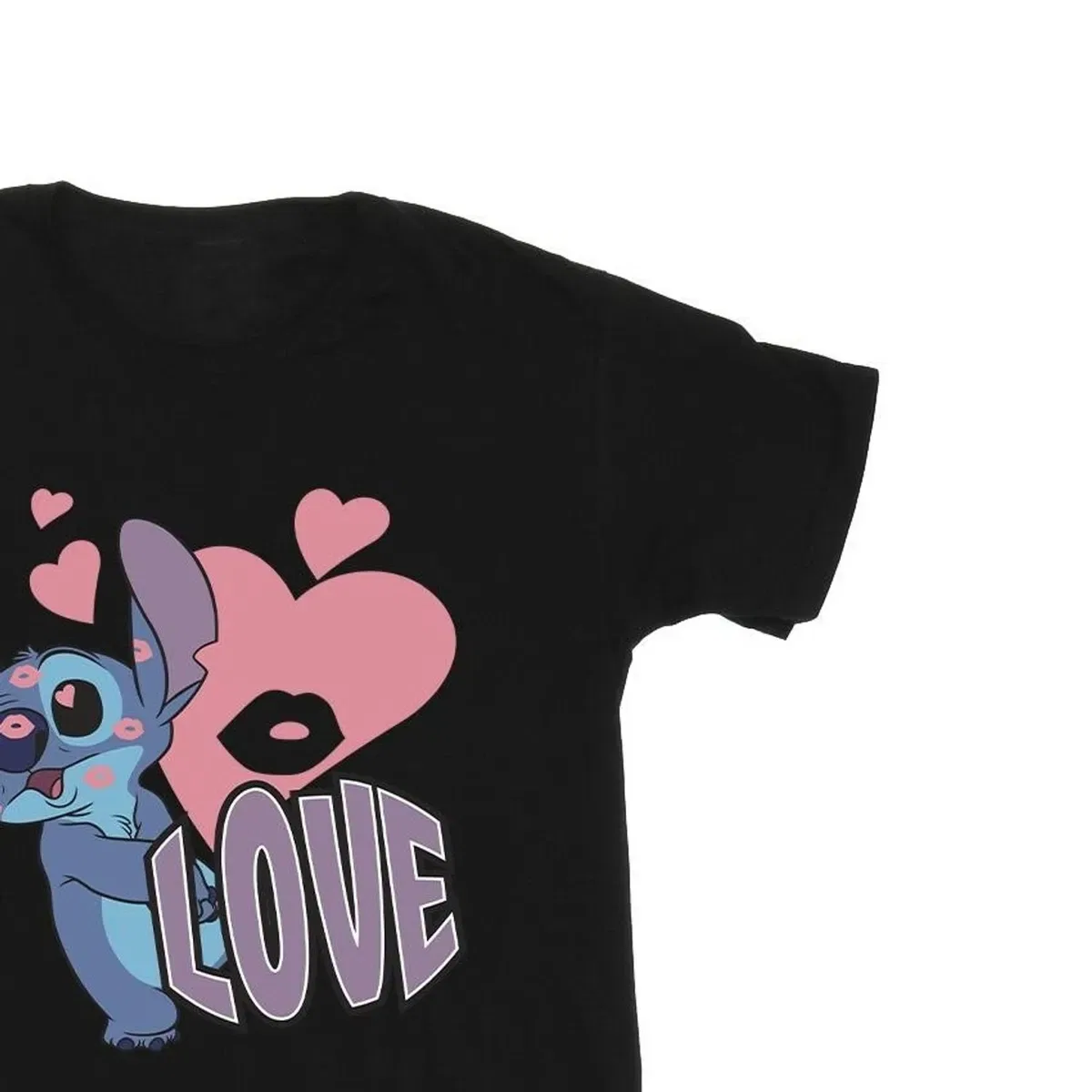 Футболка хлопковая с принтом Love Hearts Lilo & Stitch, Black — фото 2