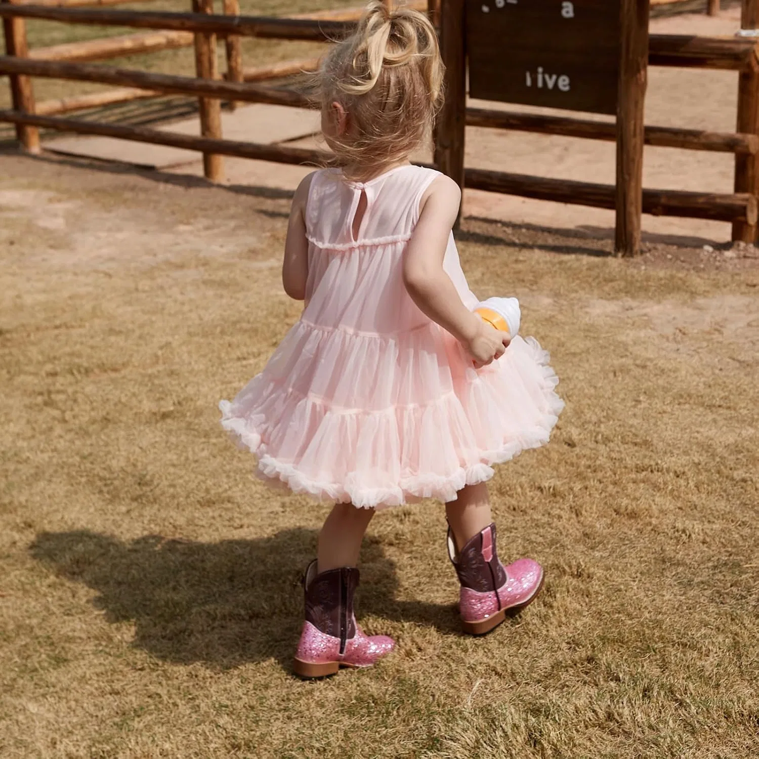 Детские сапоги для девочек с блестками Cowgirl Boots IUV KIDS, Bright Pink Glitter — фото 2