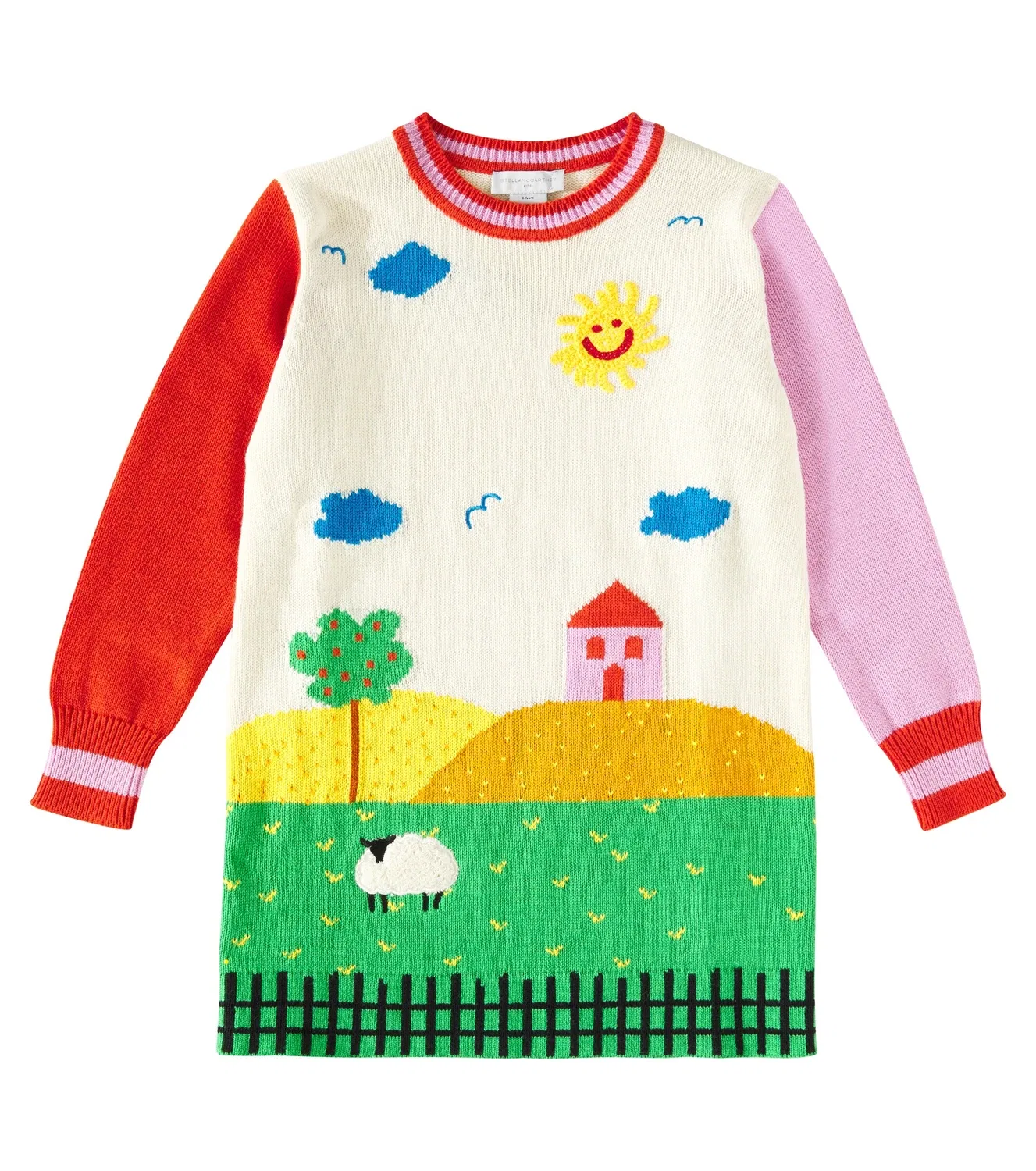 Платье-свитер из хлопка и шерсти Stella McCartney Kids, черный