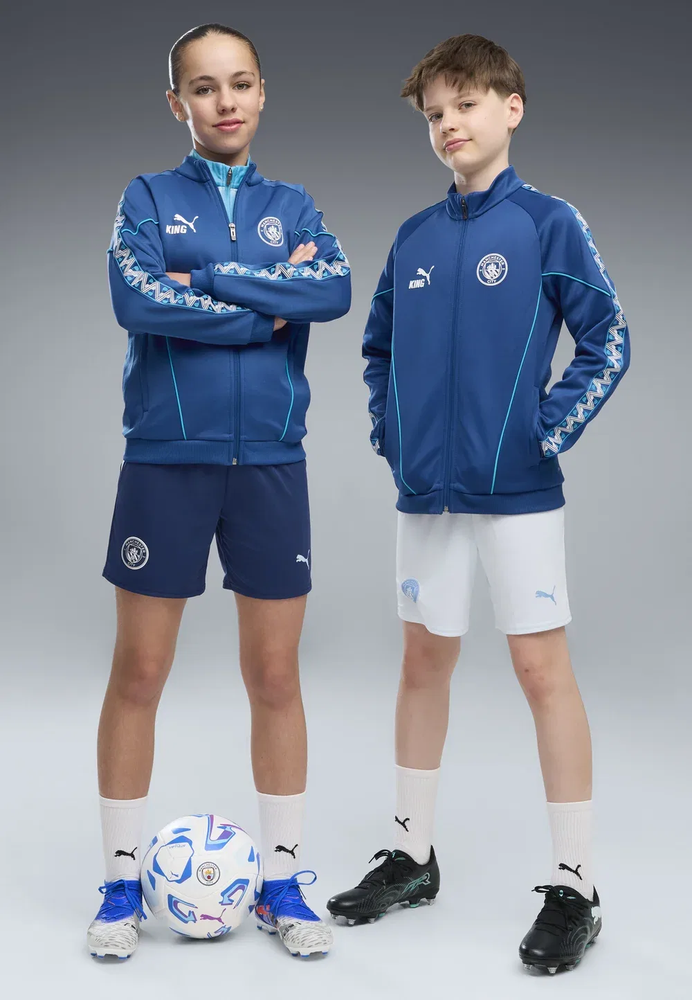 Куртка-Бомбер унисекс с гимном короля Манчестер Сити - клубная одежда Puma, Speedy Blue- White