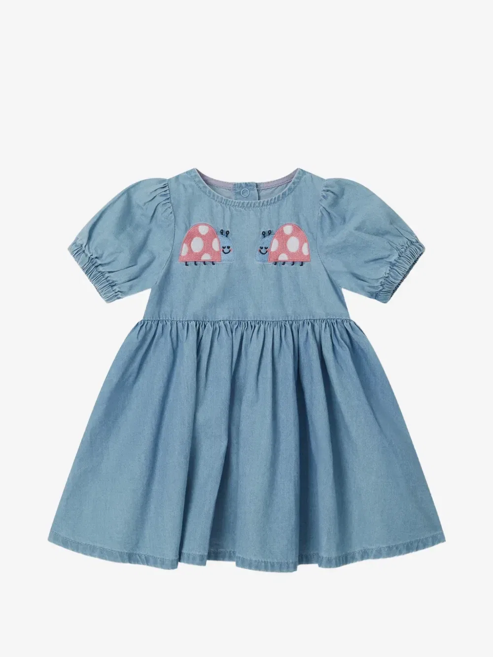 Платье с объемными рукавами и вышивкой Stella McCartney Kids, синий