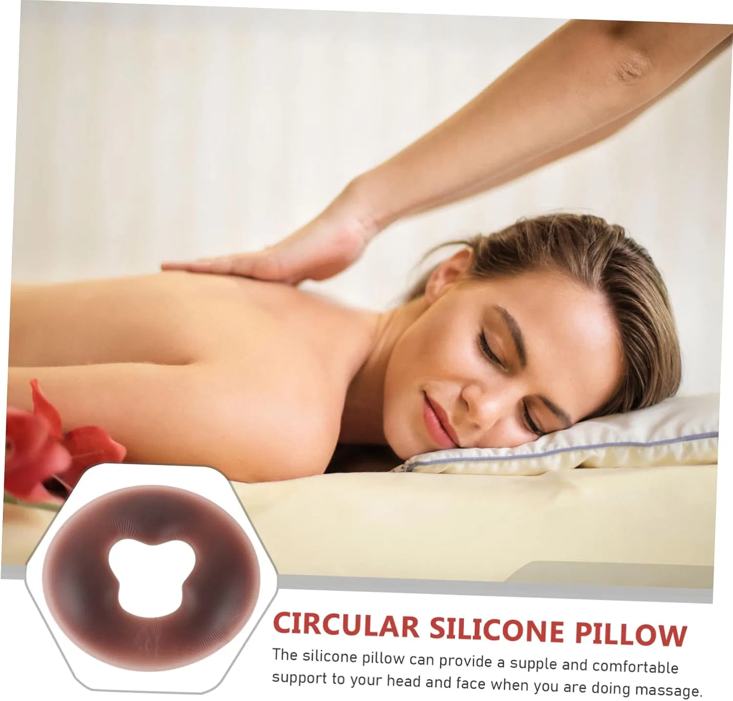 Массажная подушка для лица Silicone, WRITWAA, кофейный — фото 4