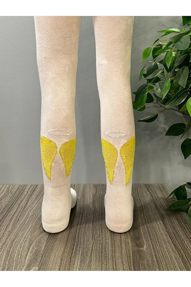 Детские колготки с принтом Angel Wing Patterned Pantyhose Pink Bunny Gift For Your Baby, Ecru