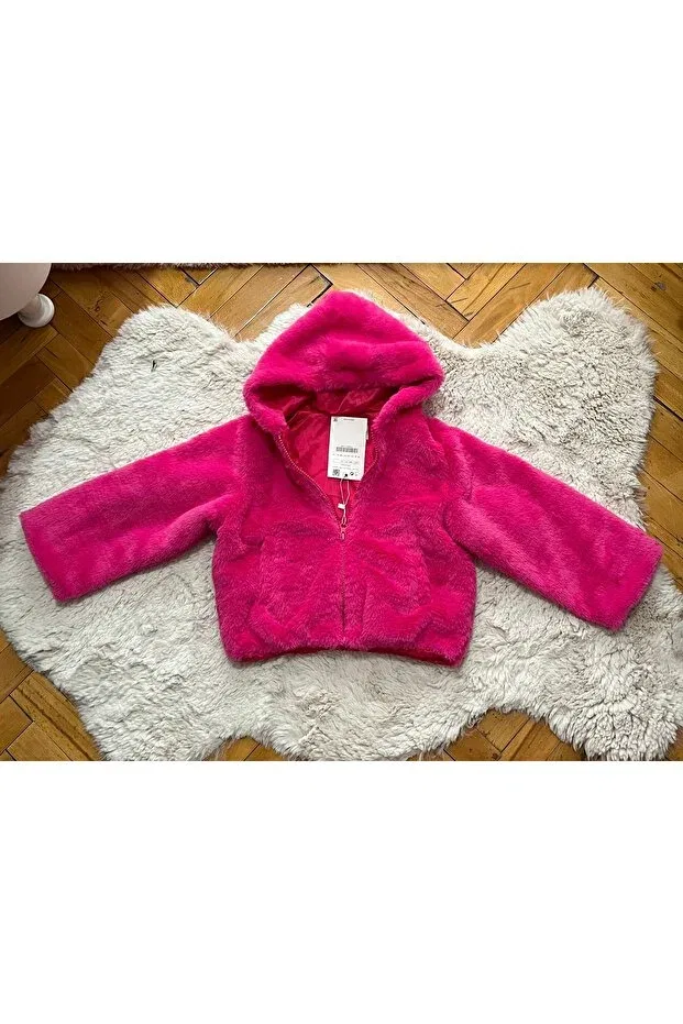 Детское пальто для девочек из плюша Nisa, Pink — фото 2