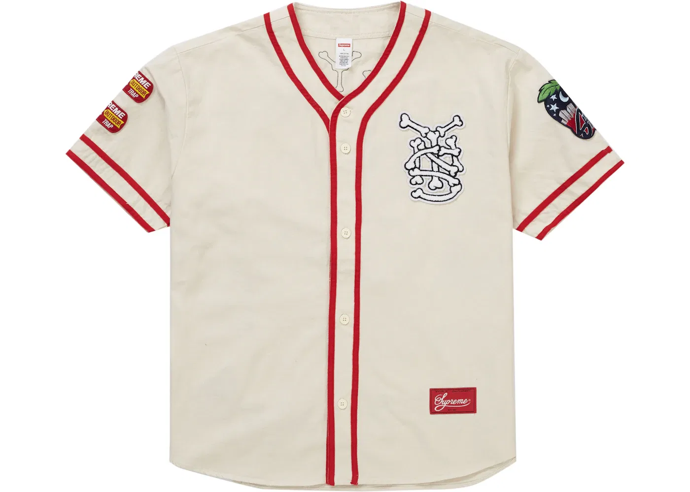 Мужская джинсовая бейсбольная джерси с патчами Supreme Patches Denim Baseball Jersey, натуральный — фото 2