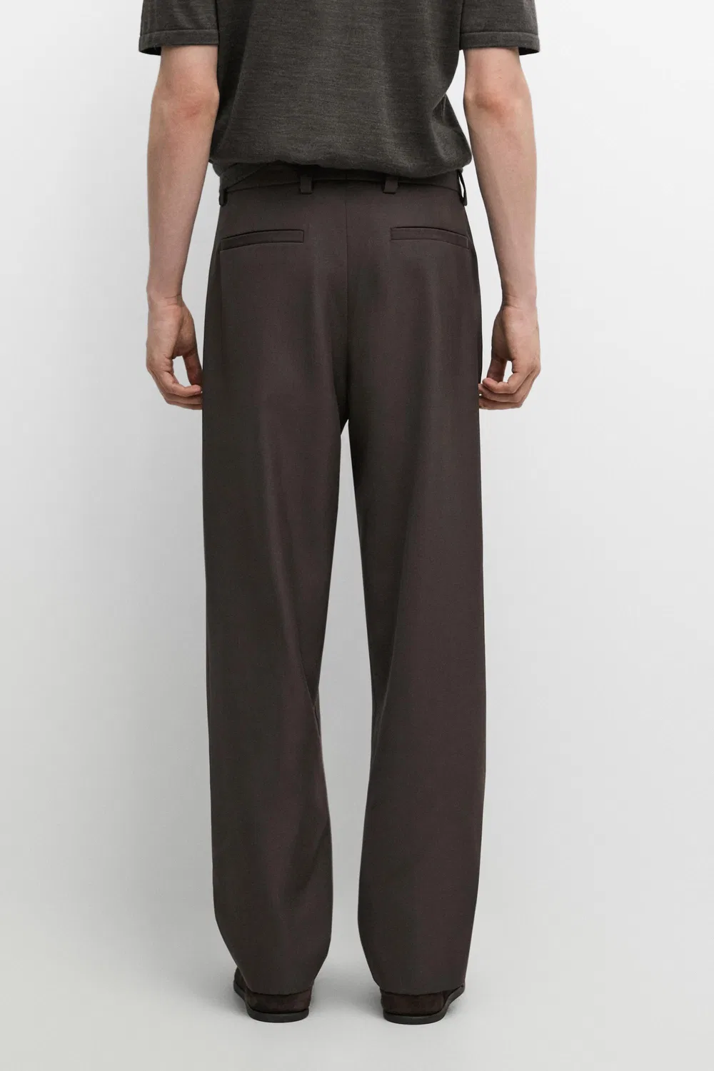 Брюки Massimo Dutti, из прохладной шерсти, коричневый — фото 4