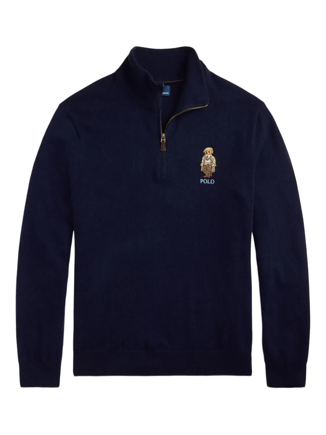 Пуловер на молнии с вышитым логотипом Polo Ralph Lauren, темно-синий