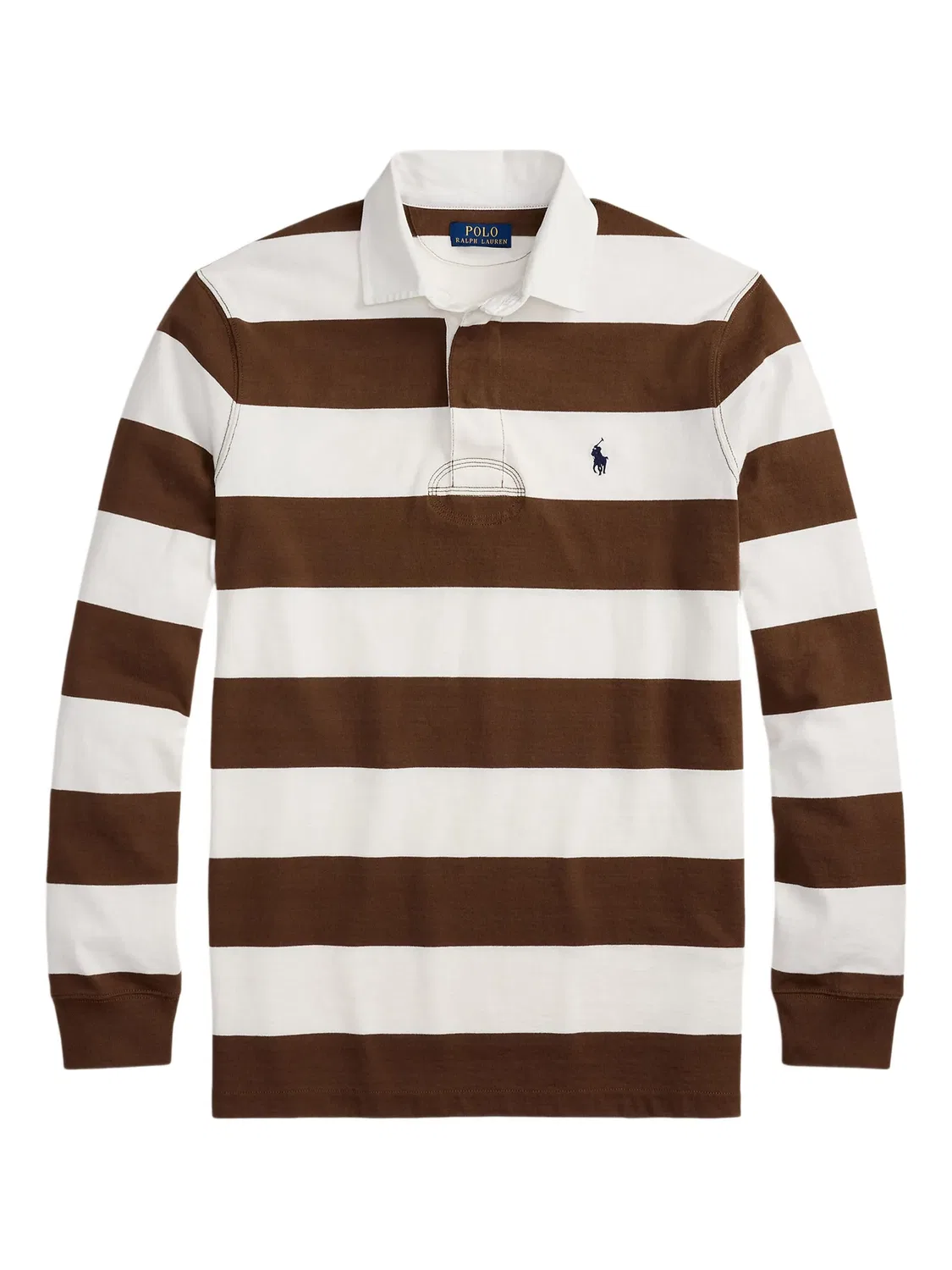 Поло с длинным рукавом в коричневую полоску Polo Ralph Lauren, коричневый