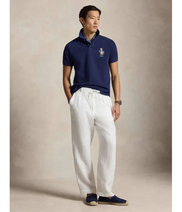 Мужское поло Custom Slim Fit Polo Ralph Lauren, Blu Marino — фото 2