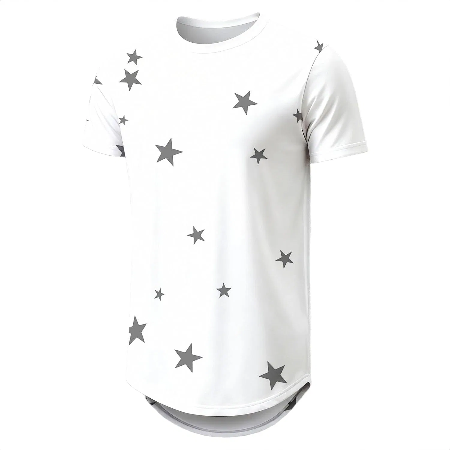 Мужская футболка с принтом звезд Crew Neck, White — фото 3