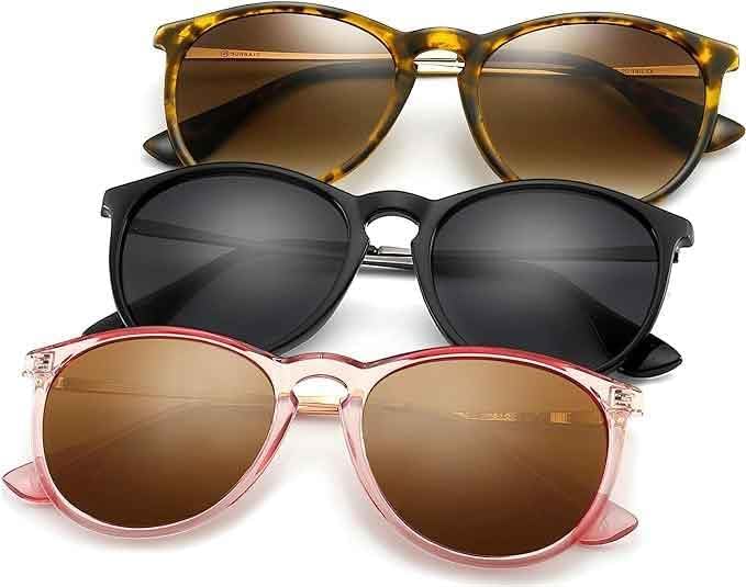 

Винтажные круглые солнцезащитные очки для женщин и мужчин в классическом ретро-дизайнерском стиле Generic, 3 Pack (Polarized): Matte Amber/Brown Gradient+matte Black/Gray+glossy Pink Brown/Light-brown