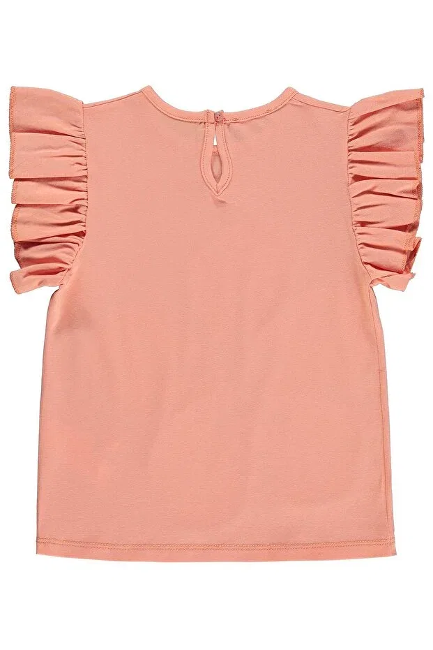 Детская футболка для девочек с принтом Floral Ruffle T-Shirt Civil Girls, Salmon — фото 2