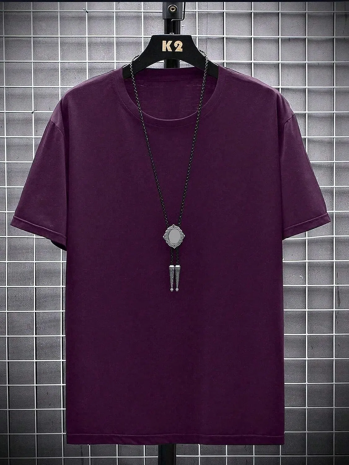 Мужская повседневная футболка с круглым вырезом, Purple — фото 3