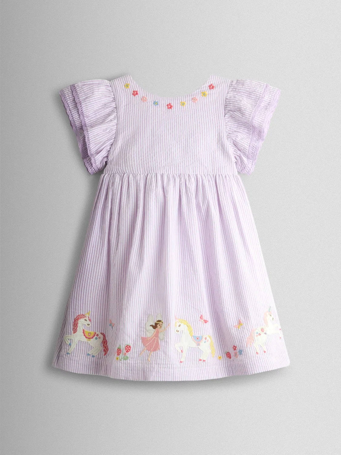 Платье с аппликацией и воланами, Unicorn, JoJo Maman Bébé, сиреневый