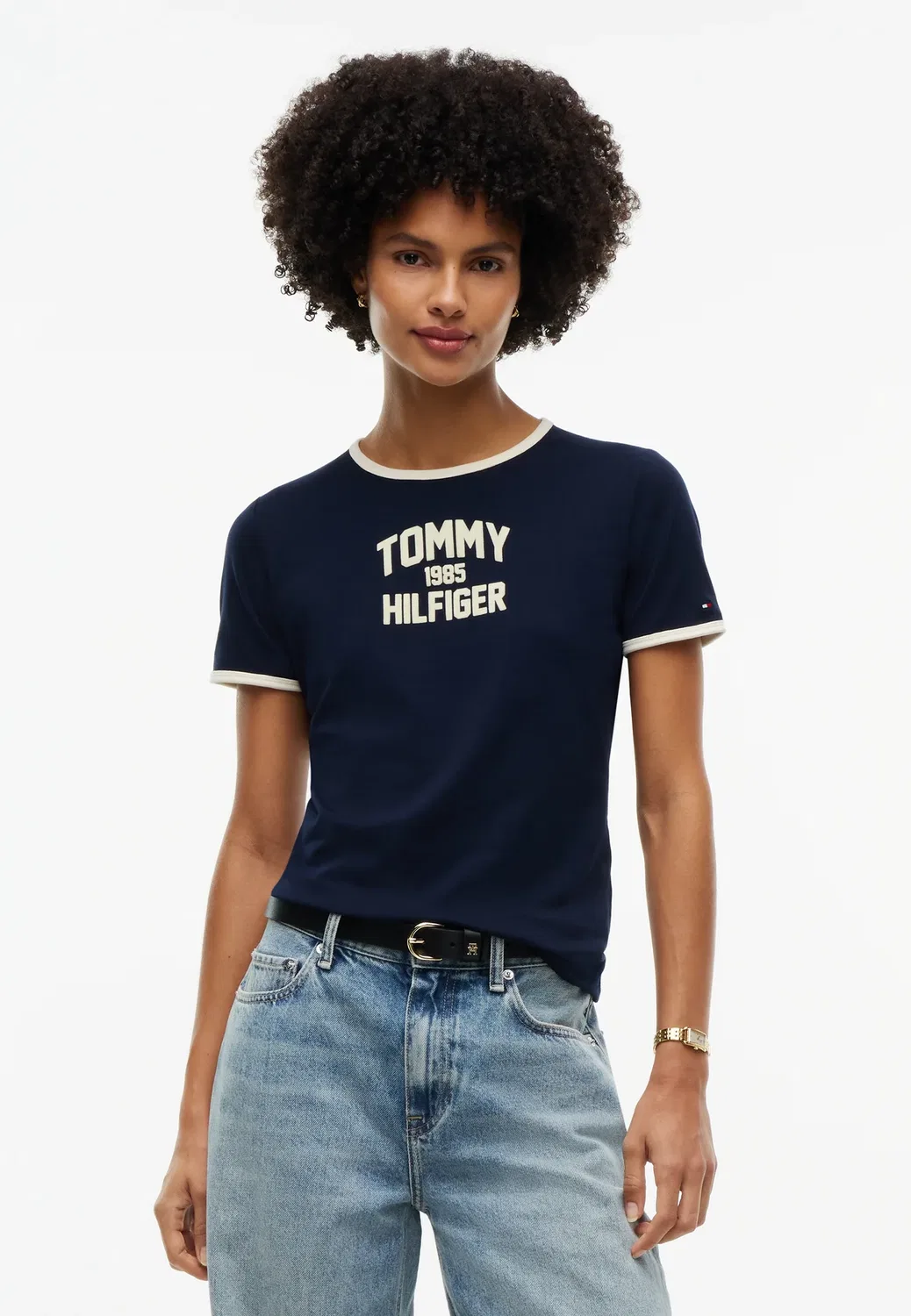 Футболка Varsity flock c-nk slim s/s tee - с принтом Tommy Hilfiger, Dark Blue