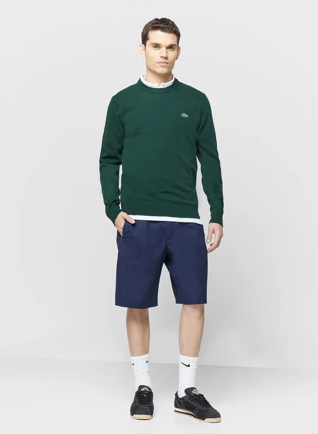 Свитшот с круглым вырезом Monochrome Lacoste, зеленый — фото 4