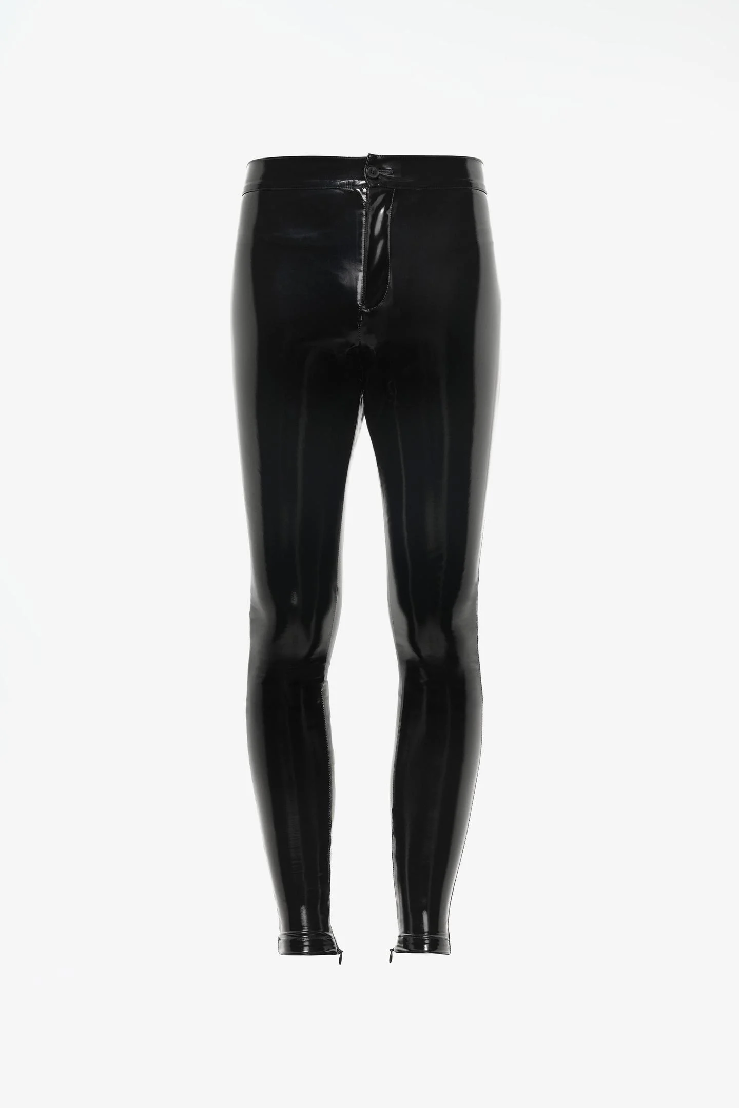 Брюки Zara узкие с виниловым эффектом, черный