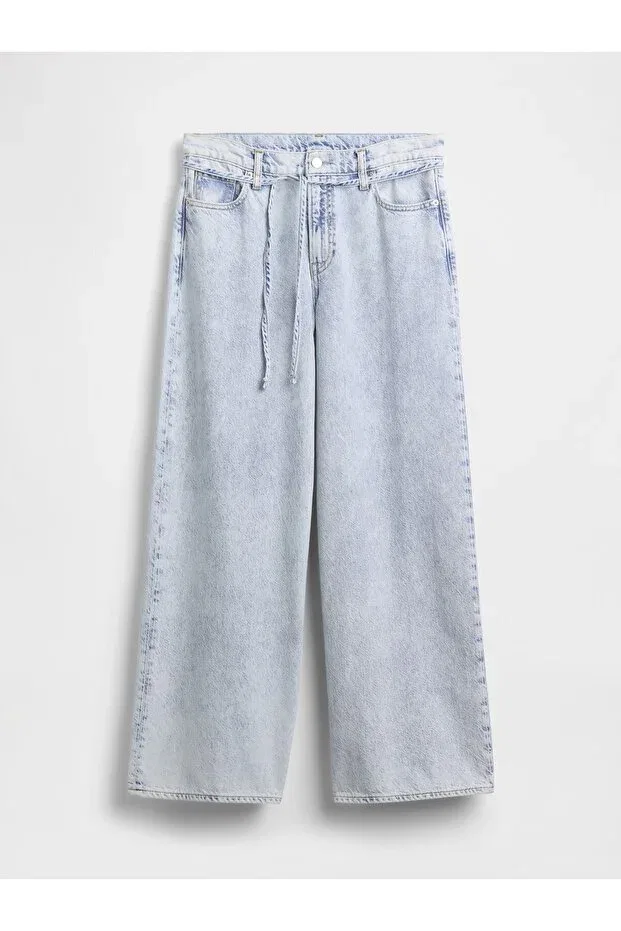 Женские джинсы с широкой штаниной Gap, Light Blue000 — фото 2