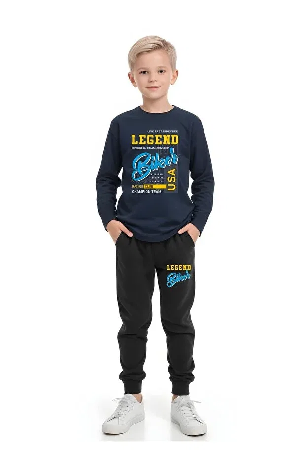 Детский спортивный комплект для мальчиков с принтом Fyk Collection, Yellow-Lilvert-Blue — фото 3