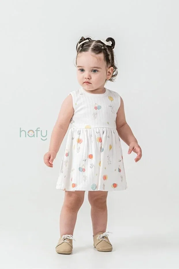 Детское платье для девочек с принтом Hafy Baby, White-Cream — фото 2
