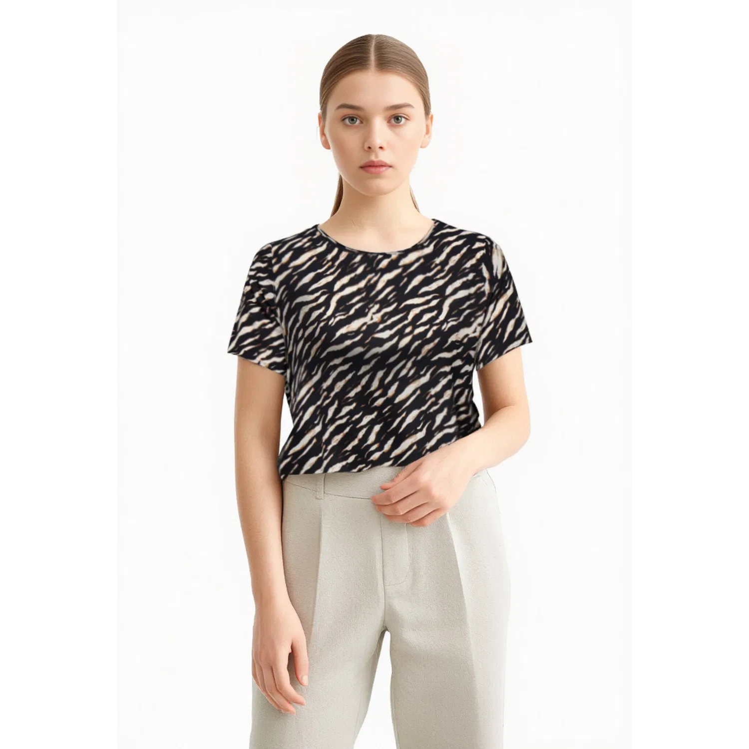 Женский блузка-топ regular fit Only Carmakoma, Brush AOP:NOOS DIRIFTING ZEBRA