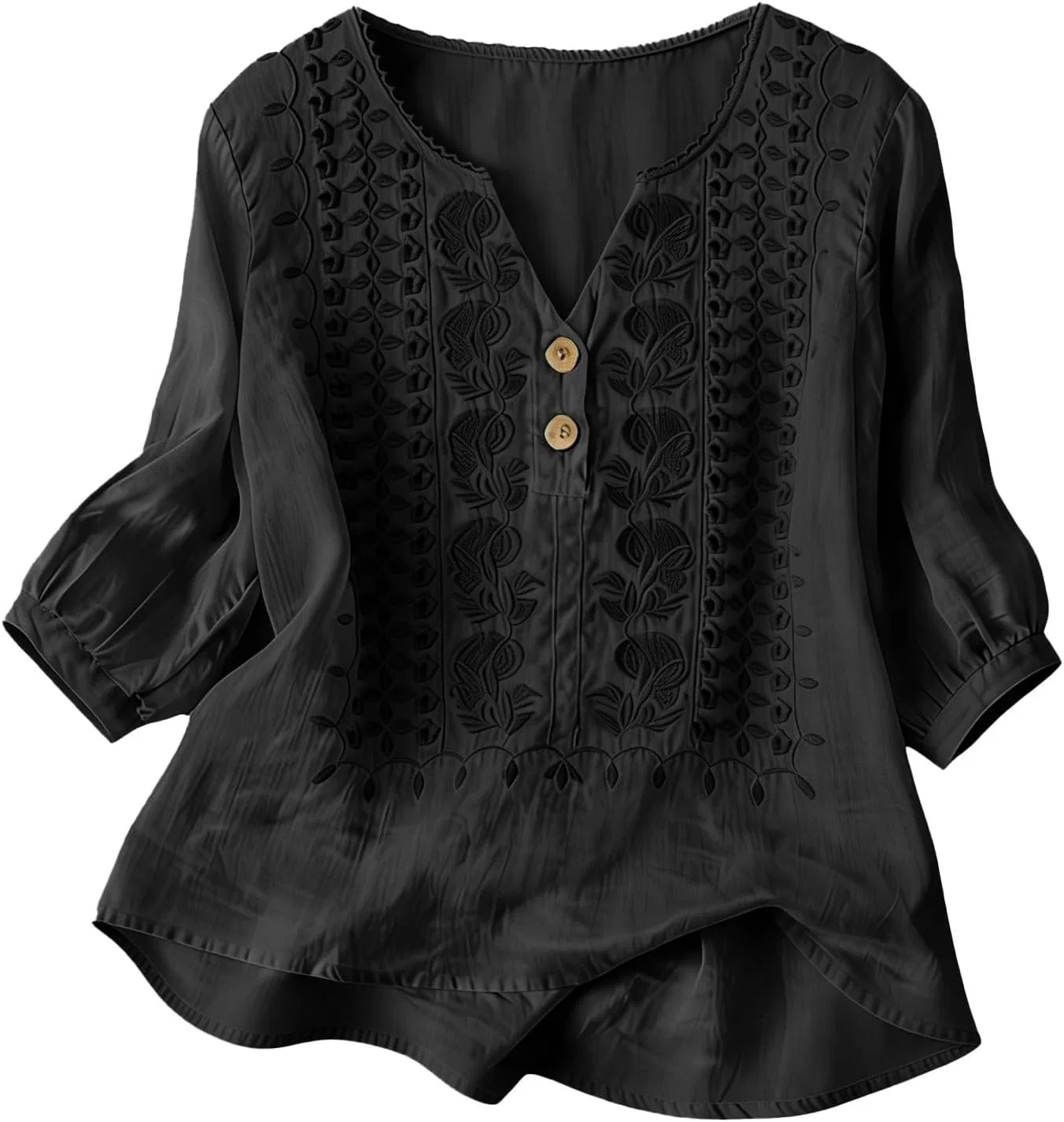 Женская льняная блуза с вышивкой, Black