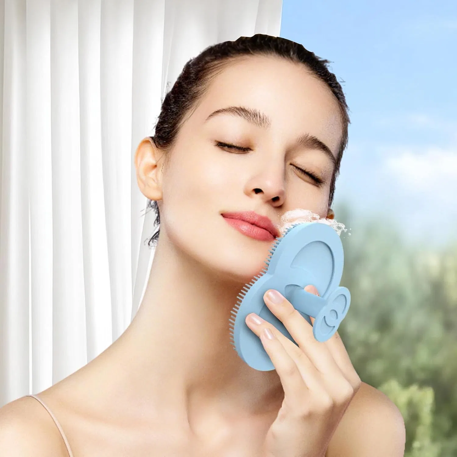 Силиконовая щетка для тела, яйцевидная, Generisch, 1 шт, Blue — фото 3