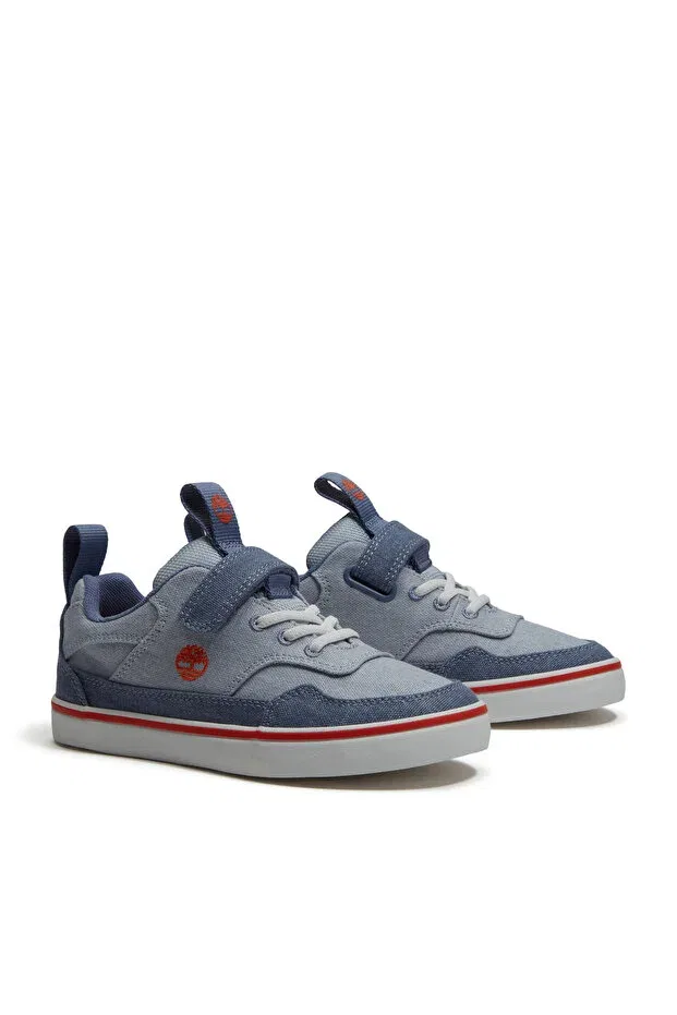Детские ботинки для мальчиков с плоской подошвой Stone Jump Low Hook & Loop Sneaker Timberland, Lt Blue Canvas — фото 3