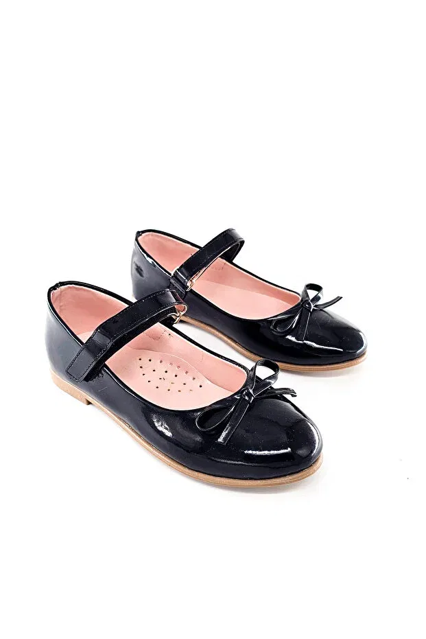 Детские балетки для девочек с принтом Girl'S ballerina shoes with mustache bow Julshen, Black — фото 3