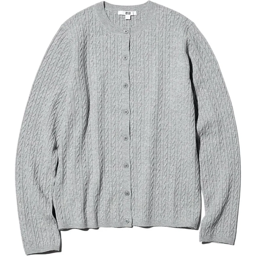 Джемпер женский с круглым вырезом, UNIQLO, Smoke Gray