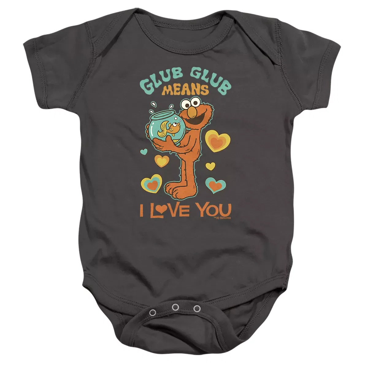 Детское боди с коротким рукавом Sesame Street Glub Glub I Love You, Charcoal